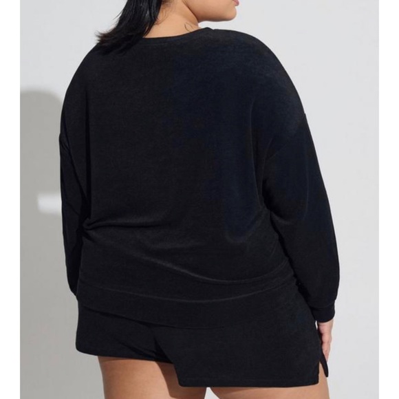🆕 Black Terry Cloth Long Sleeve Beach Sweatshirt 2 2X 18 20 NWT Torrid New Swim - Picture 3 of 5
